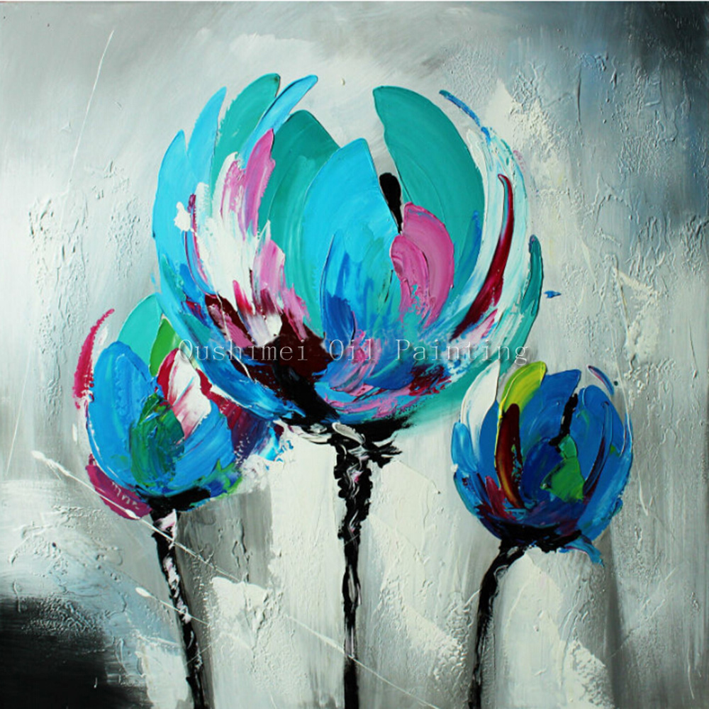 1000x1000 Free Shipping Handmade Wall Art Decor Calligraphy Hang Picture - Abstract Flower Oil Painting