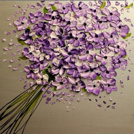 450x451 Free Shipping Painting Handmade Abstract Flower Purple Knife - Abstract Flower Oil Painting