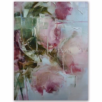 350x350 Modern Canvas Handmade Abstract Flower Art Pink Rose Oil Painting - Abstract Flower Oil Painting