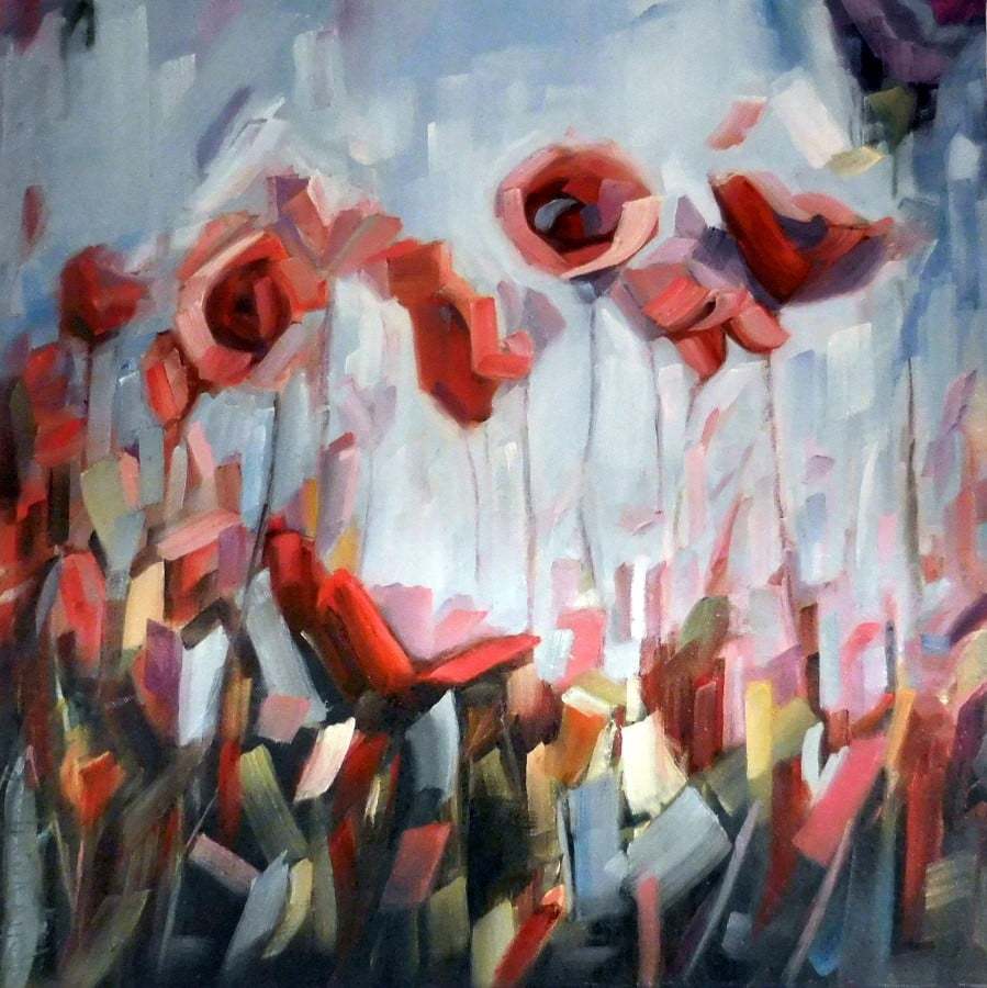 899x900 New Abstract Flower Painting By Holly Van Hart - Abstract Flower Oil Painting
