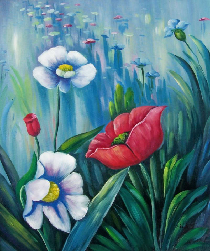 800x956 Oil Paintings Frames - Abstract Flower Oil Painting