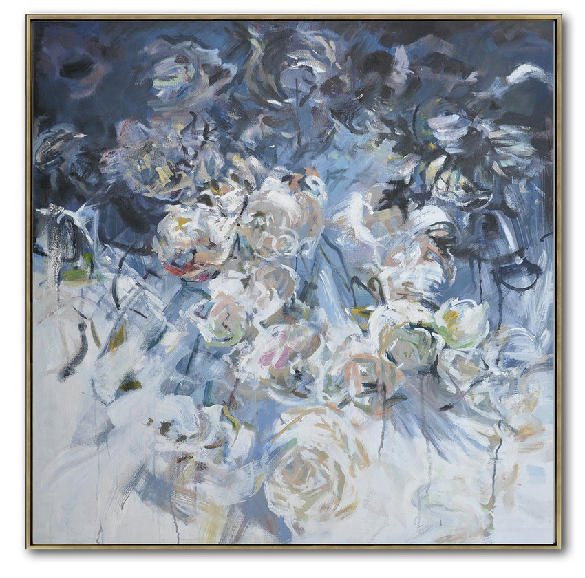 850x840 Abstract Flowers Large Hand Painted Original Abstract Painting - Abstract Flower Oil Painting