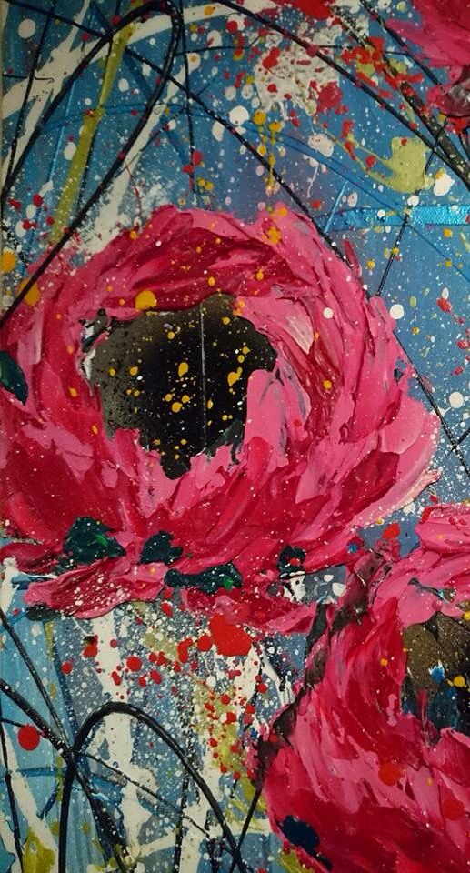 517x960 Abstract Flower Painting Pallet Knife - Abstract Flower Painting
