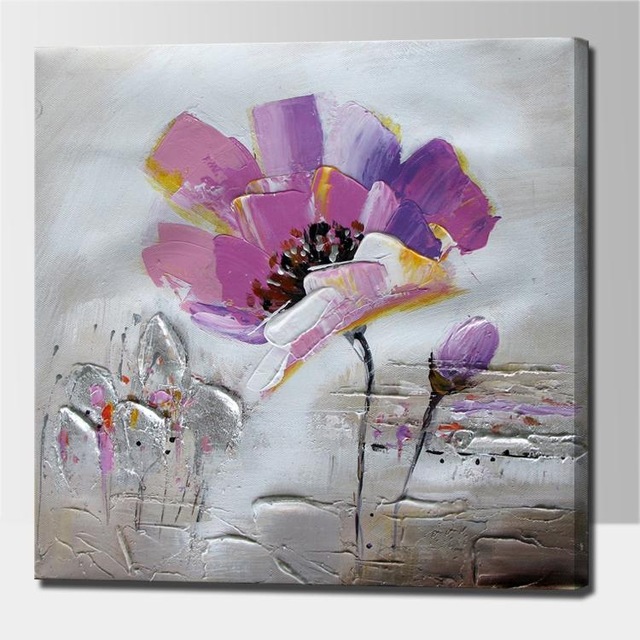 640x640 Flower Painting Together With Palette Knife Acrylic Abstract - Abstract Flower Painting