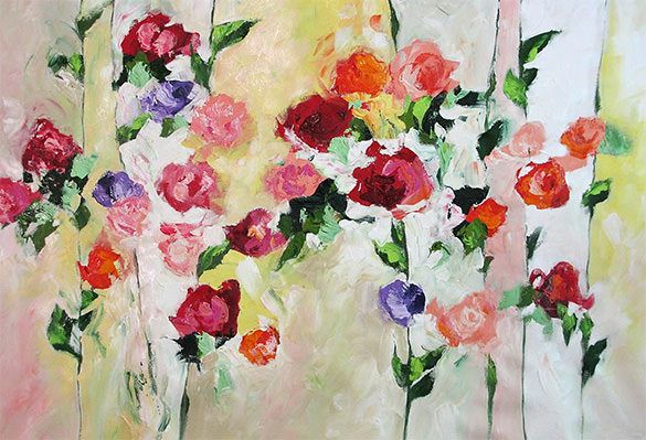 585x399 Houzz Gina Perillo Original Abstract Flower Fl Acrylic Paintings - Abstract Flower Painting