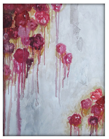 454x581 Original Abstract Flower Floral Acrylic Contemporary Painting - Abstract Flower Painting