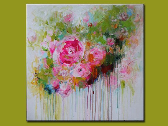 570x428 Original Abstract Contemporary Abstract Flower Painting On Canvas - Abstract Flower Painting Acrylic