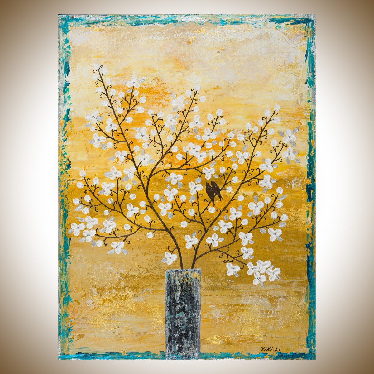 1200x1200 The Conversation By Qiqigallery 18x24 Original Painting Flower - Abstract Flower Painting Acrylic