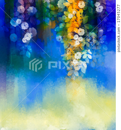 418x450 Abstract Flowers Watercolor Painting.hand Paint White Flower - Abstract Flower Watercolor Painting