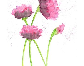 340x270 Watercolor Painting Watercolor Flowers Flower Print - Abstract Flower Watercolor Painting