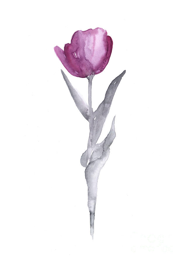 634x900 Abstract Tulip Flower Watercolor Painting Painting By Joanna Szmerdt - Abstract Flower Watercolor Painting