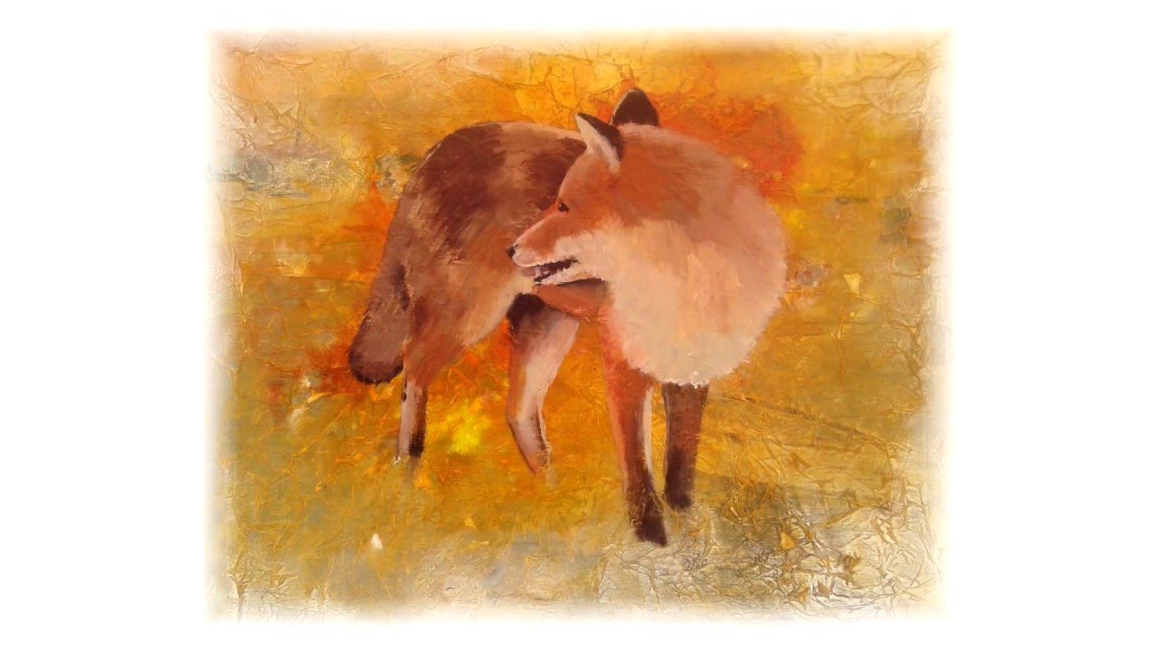 1280x720 Golden Fox Painting - Abstract Fox Painting