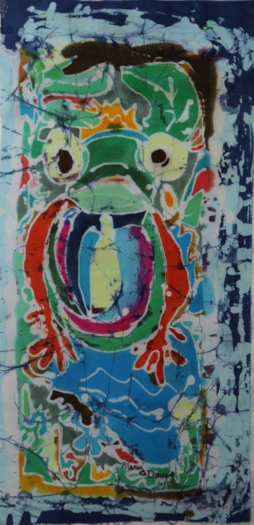 495x1024 Caribbean Batik, Batik Panting, Caribben Art - Abstract Frog Painting
