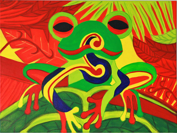 570x429 Colorful Acrylic Canvas Abstract Frog Frog Painting Canvas - Abstract Frog Painting