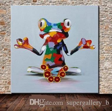 380x376 Framed Handpainted Amp Hd Art Print Modern Abstract Animal Art Oil - Abstract Frog Painting