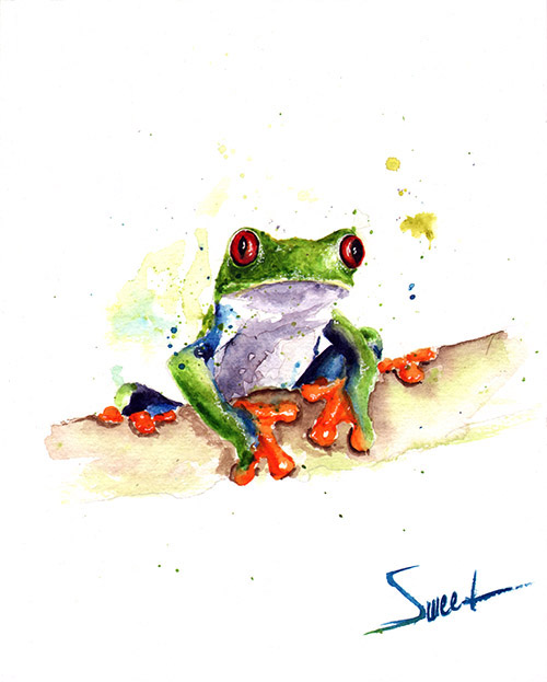 500x623 Red Eyed Tree Frog Watercolor Print Watercolor Animal Paintings - Abstract Frog Painting