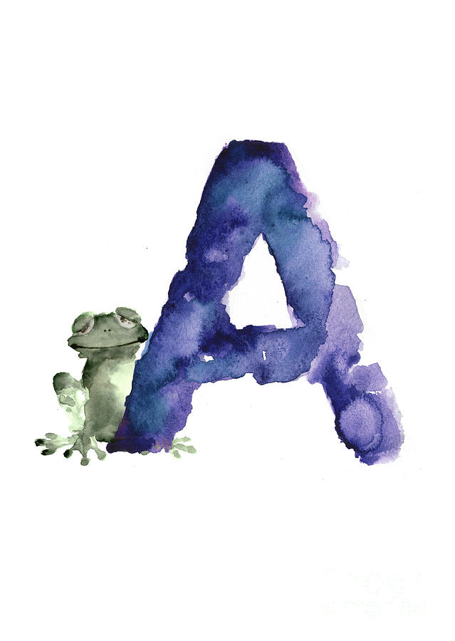 639x900 Watercolor Alphabet A Frog Painting Painting By Joanna Szmerdt - Abstract Frog Painting