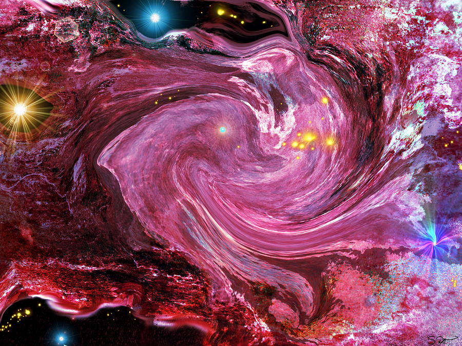 900x675 Dolphin Galaxy Painting By Abstract Angel Artist Stephen K - Abstract Galaxy Painting