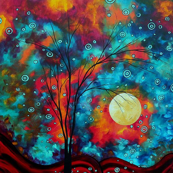 600x600 Huge Colorful Abstract Landscape Art Circles Tree Original - Abstract Galaxy Painting
