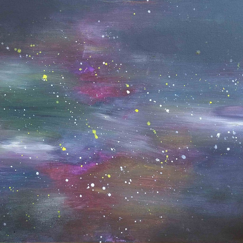 1024x1024 Nebula, Original Abstract Galaxy Space Painting Alexandra Romano Art - Abstract Galaxy Painting