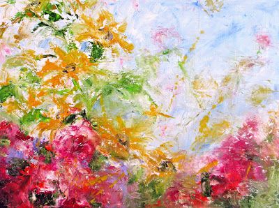400x298 Spring Garden I Abstract Impasto Original Oil Painting By Janice - Abstract Garden Painting