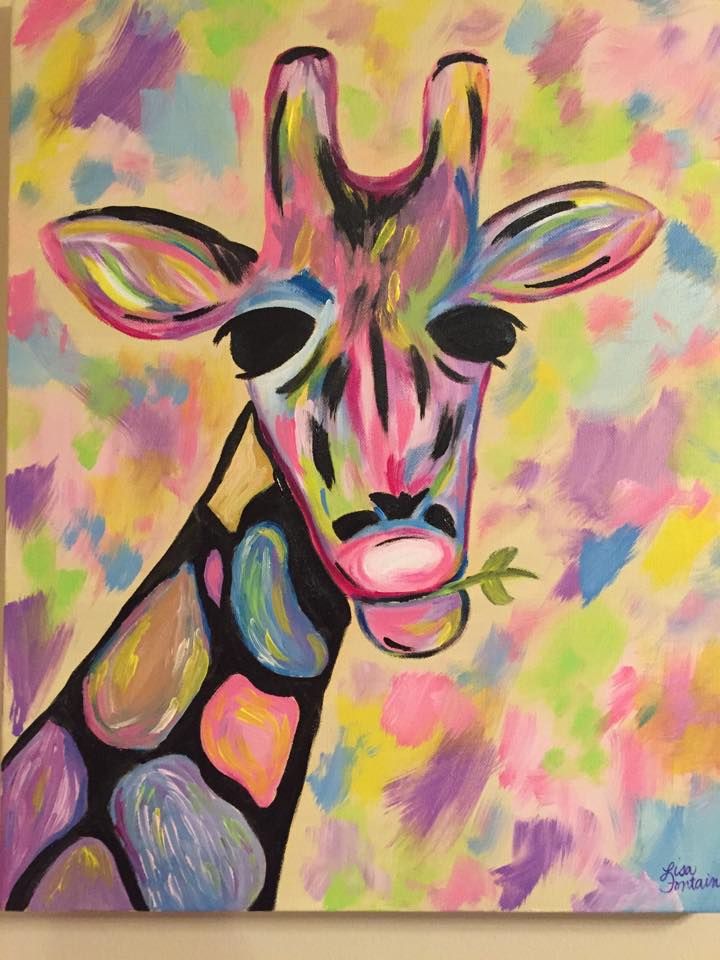 720x960 Acrylic Painting On Canvas By Lisa Fontaine. Abstract. Giraffe - Abstract Giraffe Painting