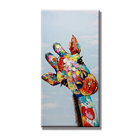 450x450 Animal Giraffe 100% Oil Painting Modern Abstract Hand Painted - Abstract Giraffe Painting