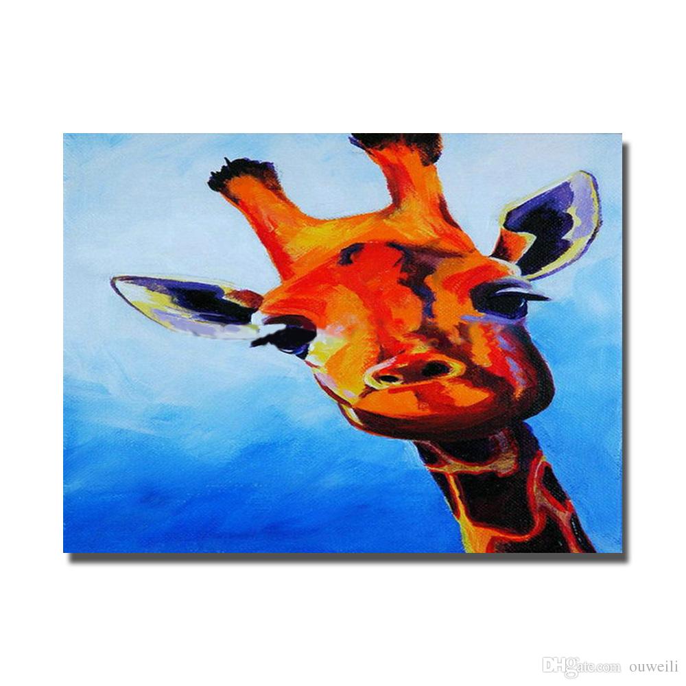 1000x1000 Beautiful Original Design Cartoon Giraffe Animal Head Wall - Abstract Giraffe Painting