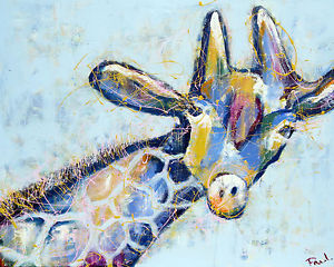 300x240 Giraffe Art Painting Print Abstract 32 By 32 Signed Contemporary - Abstract Giraffe Painting