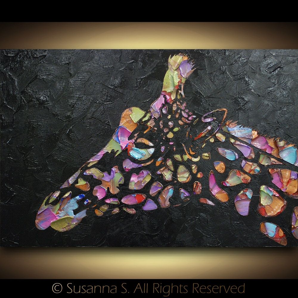 1000x1000 Original Pop Art Large Abstract Contemporary Giraffe Painting - Abstract Giraffe Painting