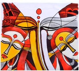 277x247 Abstract Glass Painting Of Ganesha - Abstract Glass Painting