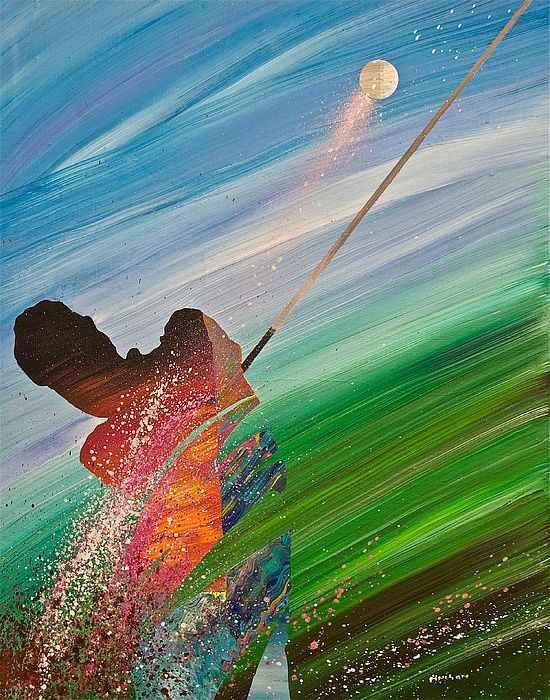550x700 Douglas Fincham Painting Painting - Abstract Golf Painting