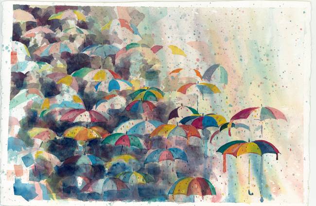 650x423 Umbrella Abstract By Richard Doyle - Abstract Golf Painting