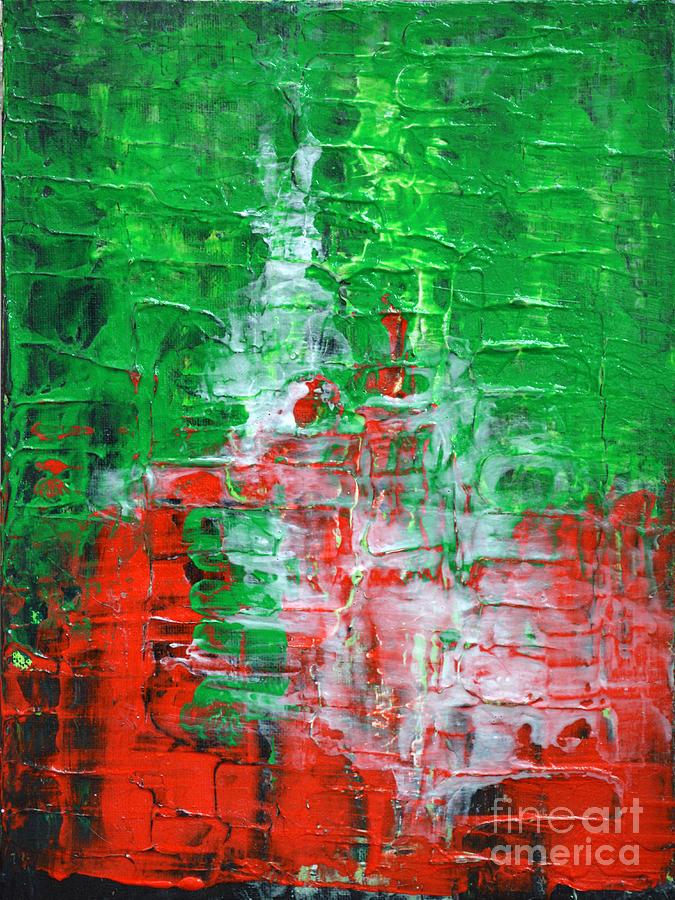 675x900 Green Red Abstract Textured Painting - Abstract Green Painting