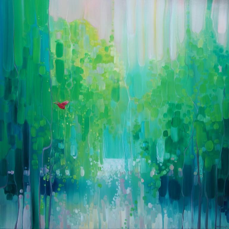 770x770 Saatchi Art Scarlet's Green World - Abstract Green Painting