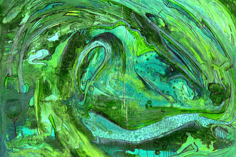 1000x667 Say Goodbye To Childhood Brian Moss Art - Abstract Green Painting
