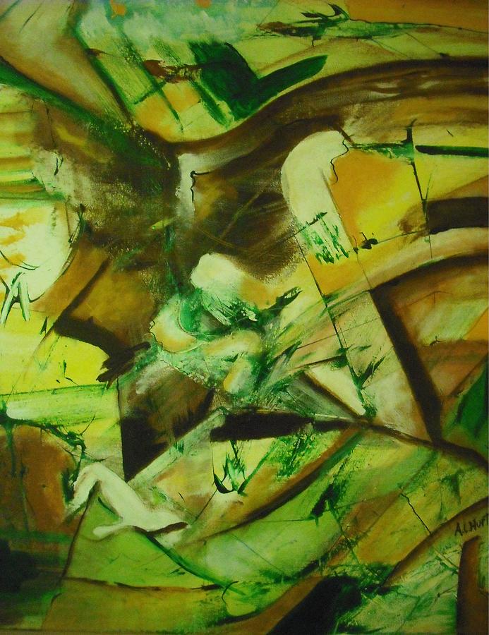 693x900 Abstract Green C Painting By Anthony Hurt - Abstract Green Painting