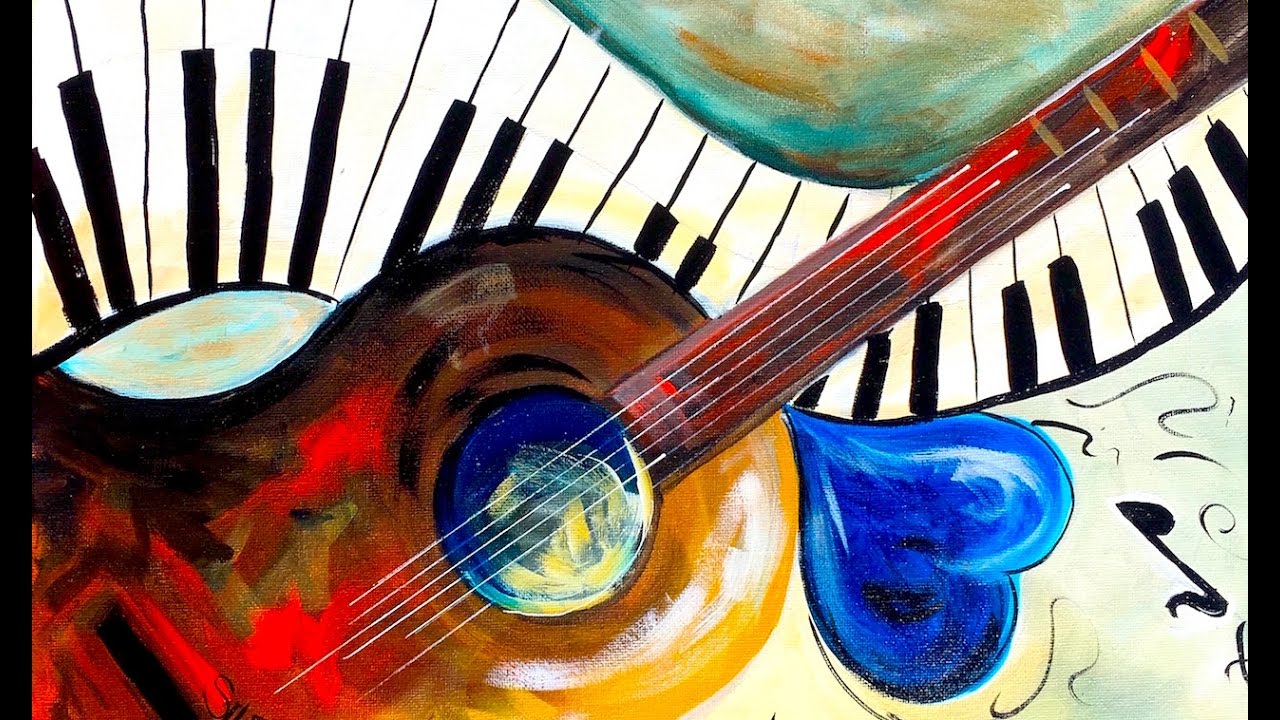 1280x720 Easy Painting Beginners On Canvas Music Abstract Home Painting - Abstract Guitar Painting