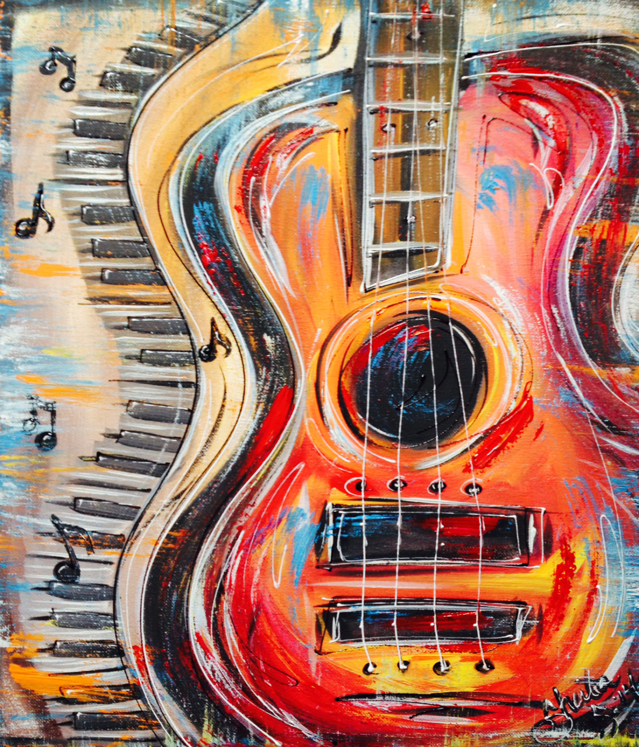 Abstract Guitar Painting at PaintingValley.com | Explore collection of ...