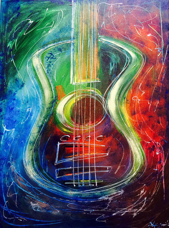 Abstract Guitar Painting at PaintingValley.com | Explore collection of ...