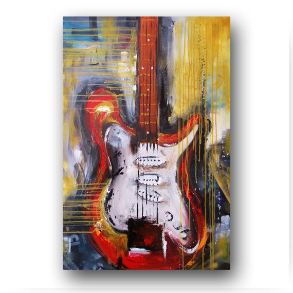 570x570 Guitar Painting Abstract Painting Large Original Painting - Abstract Guitar Painting