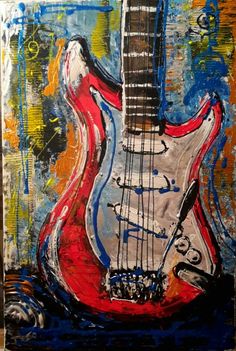 236x351 Guitar Painting Large Abstract Art Original Painting On Canvas - Abstract Guitar Painting