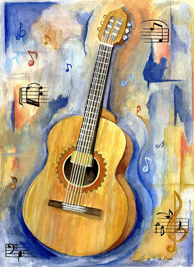 655x900 Jonathan's Guitar Painting By Cheryl Pass - Abstract Guitar Painting