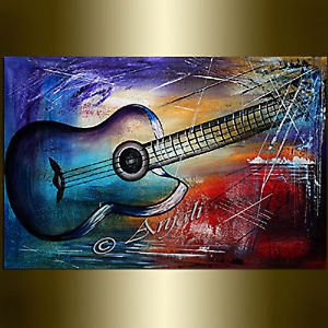 300x300 Large Guitar Painting Music Artwork Abstract Art Oil Painting - Abstract Guitar Painting