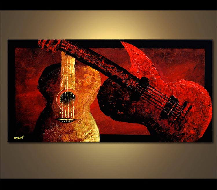 750x654 Painting - Abstract Guitar Painting