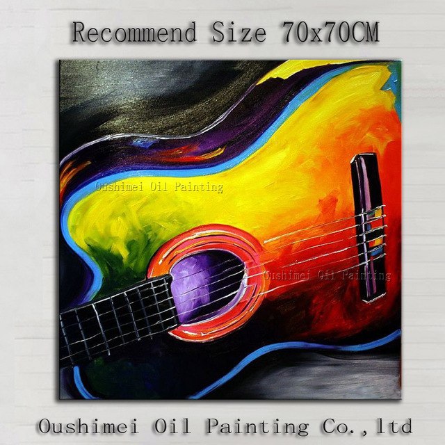 640x640 Superb Skills Artist Handmade High Quality Guitar Oil Painting - Abstract Guitar Painting