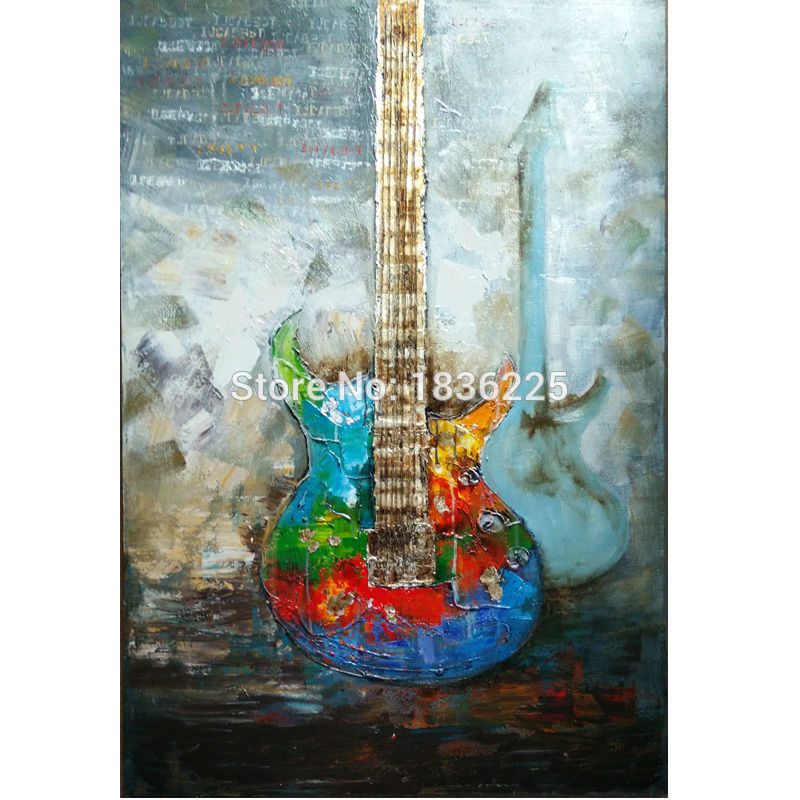 800x800 Oil Paintings Knife Special Design High Quality Guitar Classic Oil - Abstract Guitar Painting
