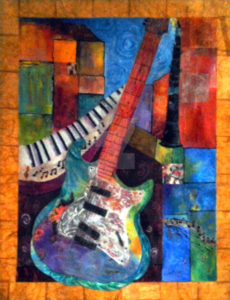 784x1019 Abstract Electric Guitar Mixed Media Painting By Mywork - Abstract Guitar Painting