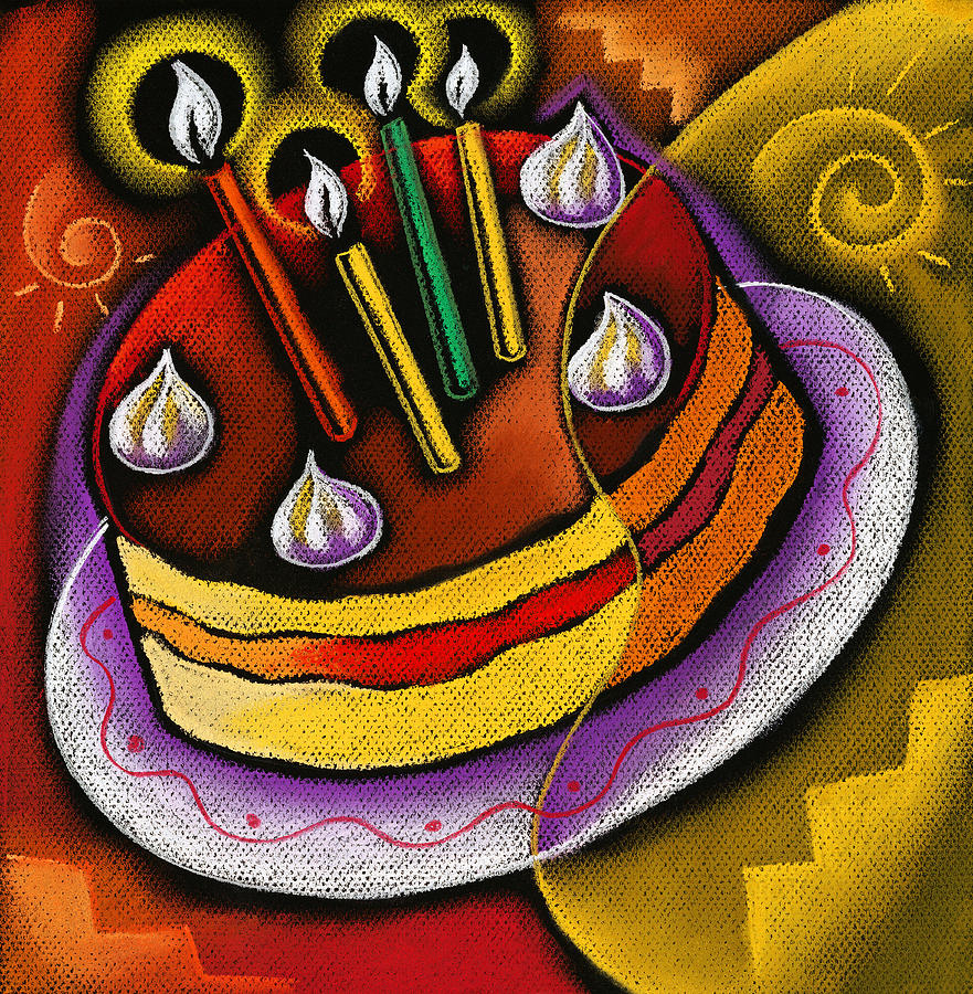 881x900 Birthday Cake By Leon Zernitsky - Abstract Happy Birthday Painting