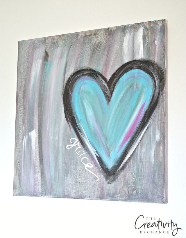 640x817 Diy Abstract Heart Painting And A Fun Paint Party - Abstract Heart Painting